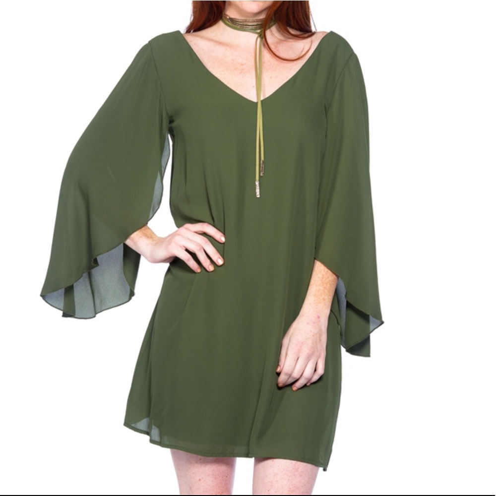 SALES ❗️Angel Olive Bell Sleeve Shift Dress